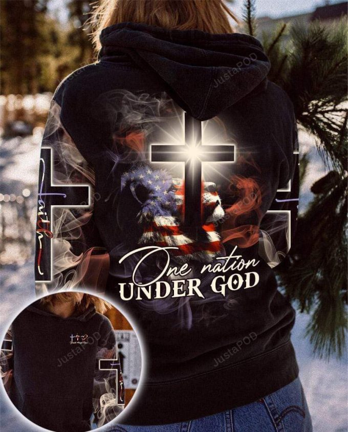 One Nation Under God Lion Light 3D All Print Hoodie, Zip- Up Hoodie