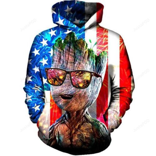 American Flag Groot 3D All Print Hoodie, Zip- Up Hoodie