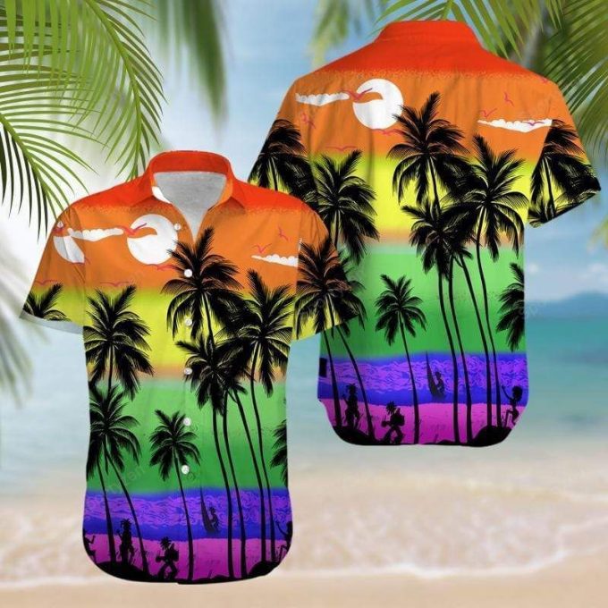 LGBT Beach Palm Tree Hawaiian Aloha Shirts #11321DH