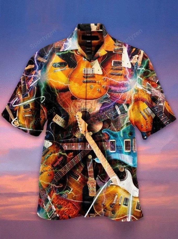 I Love Guitar Thunder Light Unisex Hawaiian Shirt #H