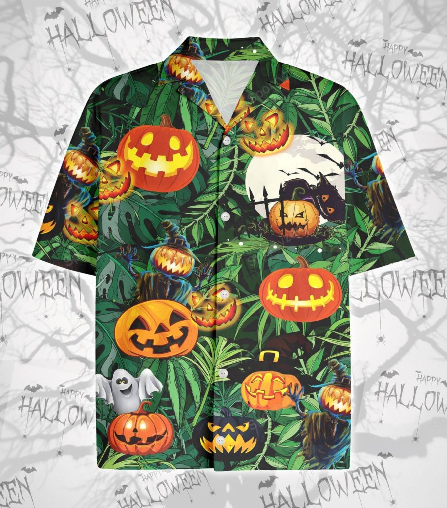 Amazing Pumpkin Halloween Green Leaf Tropical Hawaiian Aloha Shirts Amazing Pumpkin Halloween Green Leaf Tropical Hawaiian Aloha Shirts