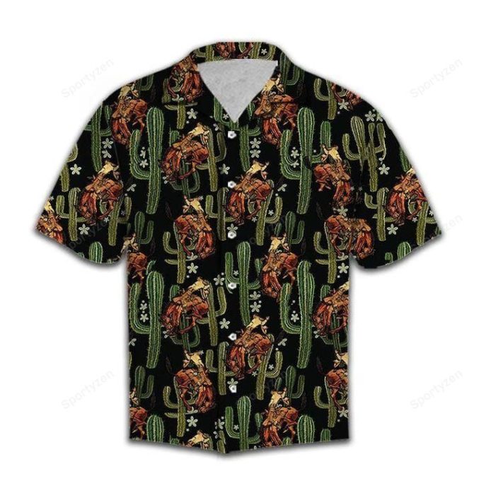 Cowboy Cactus Tropical Unisex Hawaiian Aloha Shirts #8421L