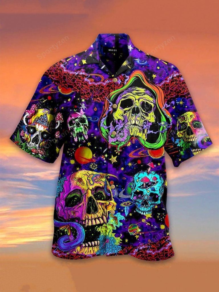 Colorful Skulls Scary Halloween Hawaiian Aloha Shirts #H