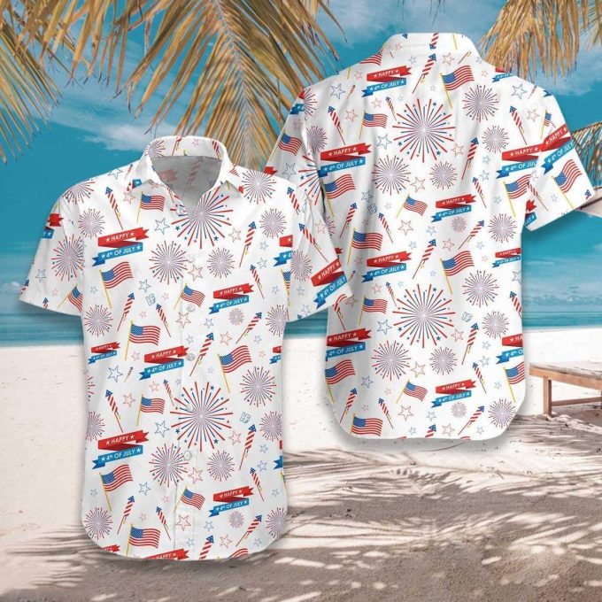 4th Of July US Fireworks Pattern Unisex Hawaiian Shirt