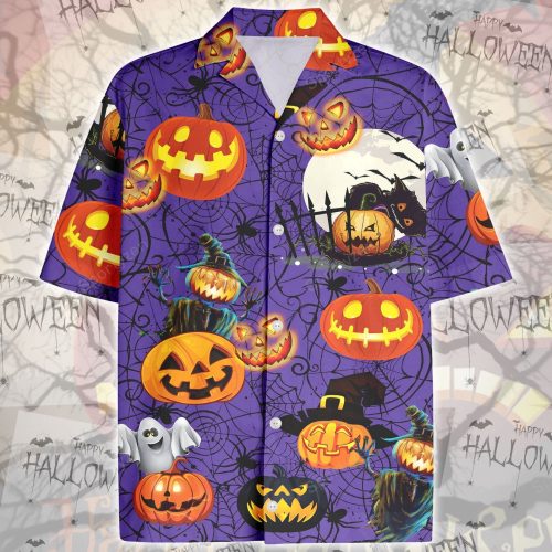 Amazing Halloween Pumpkin Spider Hawaiian Aloha Shirts