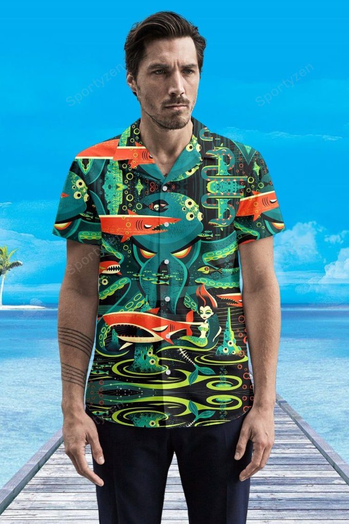 Amazing Octopus In Deep Sea Art Unisex Hawaiian Aloha Shirts #24521DH