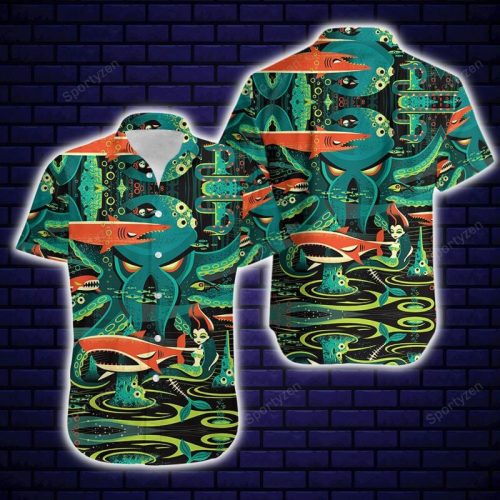 Amazing Octopus In Deep Sea Art Unisex Hawaiian Aloha Shirts #24521DH