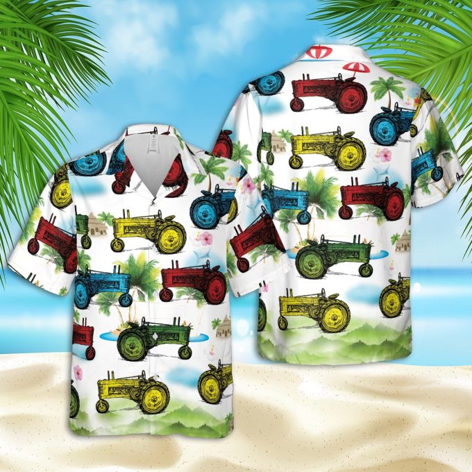 Colorful Tractor Unisex Hawaiian Aloha Shirts #DH