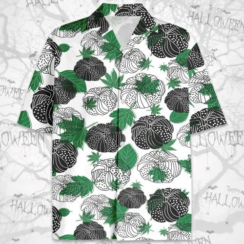 Halloween Pumpkin Green Pattern Hawaiian Aloha Shirts Thanksgiving Gifts