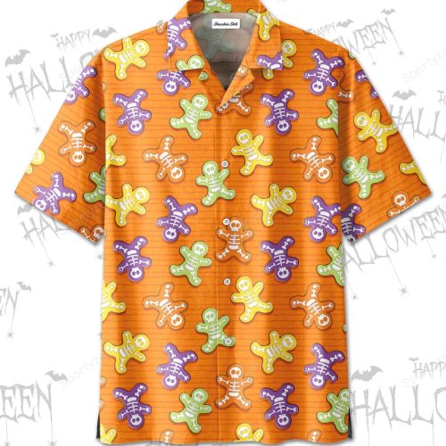 Hawaiian Aloha Shirts Happy Halloween Orange Skeleton Cookie