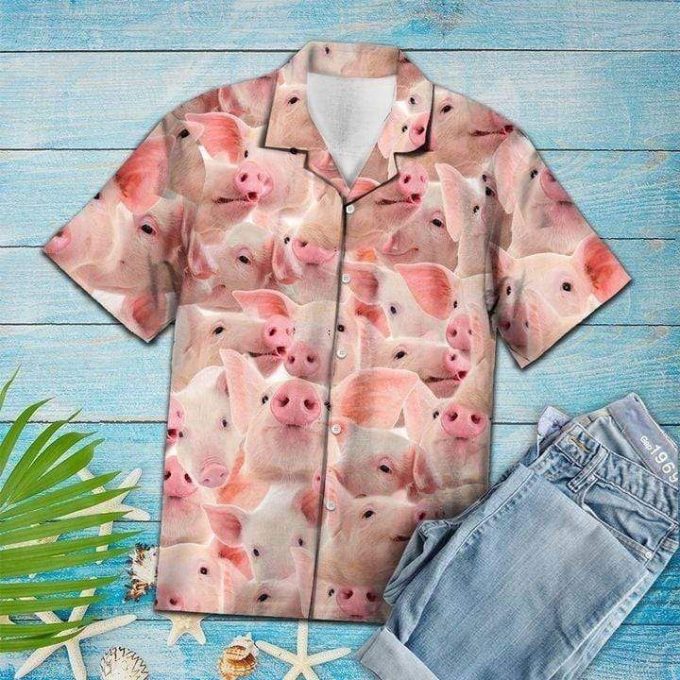 Happy Pigs Farmer Hawaiian Aloha Shirts