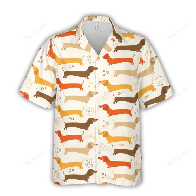 Cute Dachshund Pattern Unisex Hawaiian Shirt #11821H