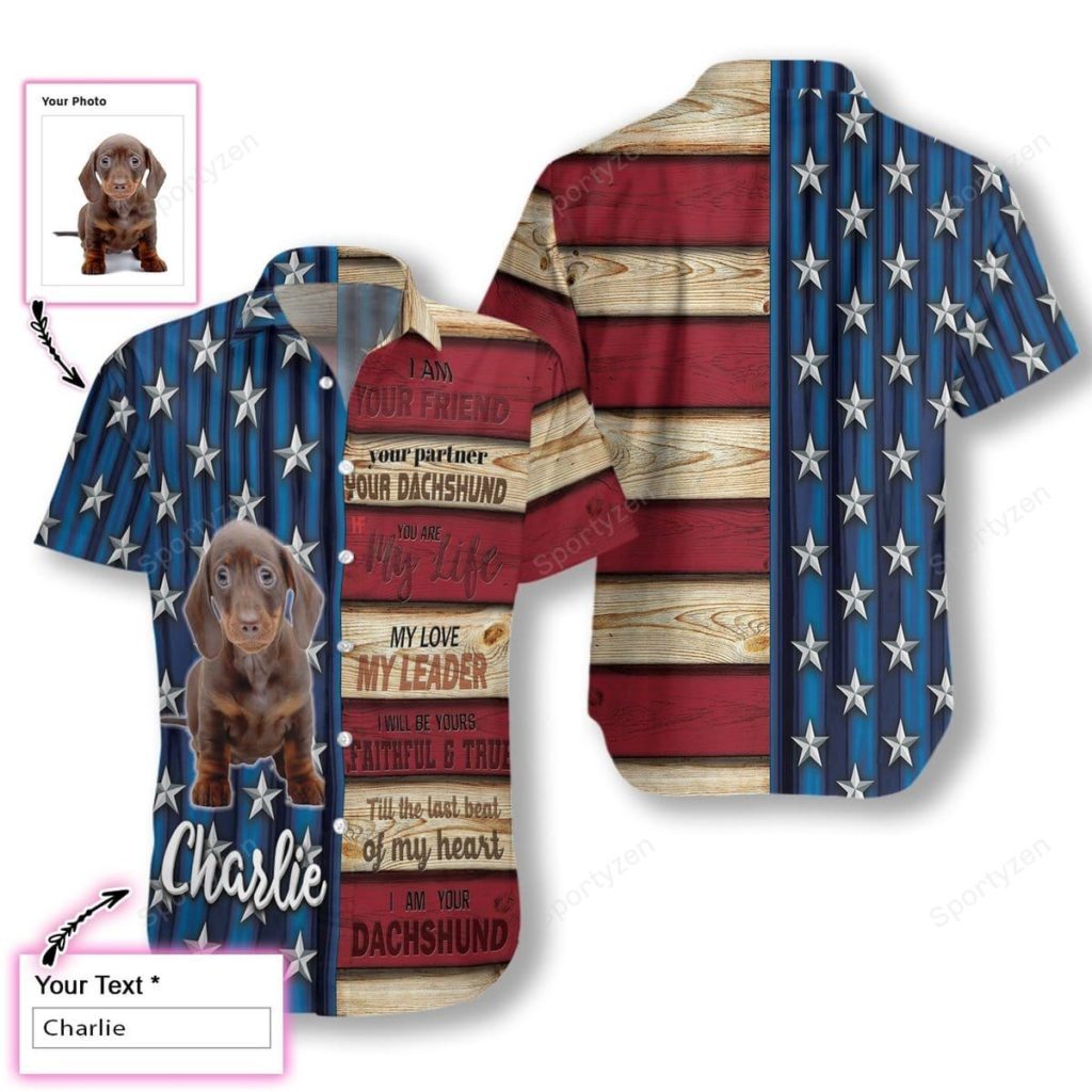 July 4th Personalized Name Dachshund With Sayings Unisex Hawaiian Shirt