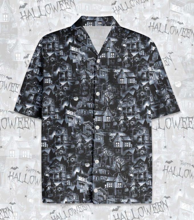 Cool Black Scary Halloween House Hawaiian Aloha Shirts