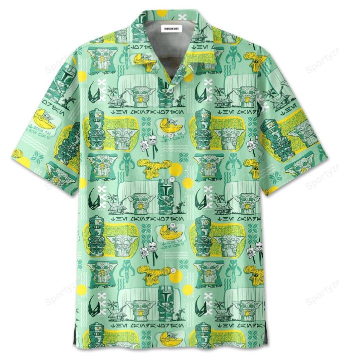 Awesome Tiki Baby Yoda Unisex Hawaiian Aloha Shirts #2621DH
