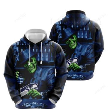 Persoanlized Custom Name And Number Skull Play Seattle Seahawks Card 3d All Over Print Hoodie, Zip-Up Hoodie