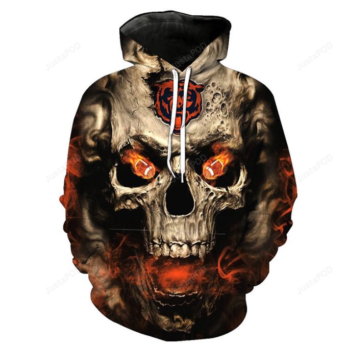 Chicago Bears Skull 3d Hoodie Style 3