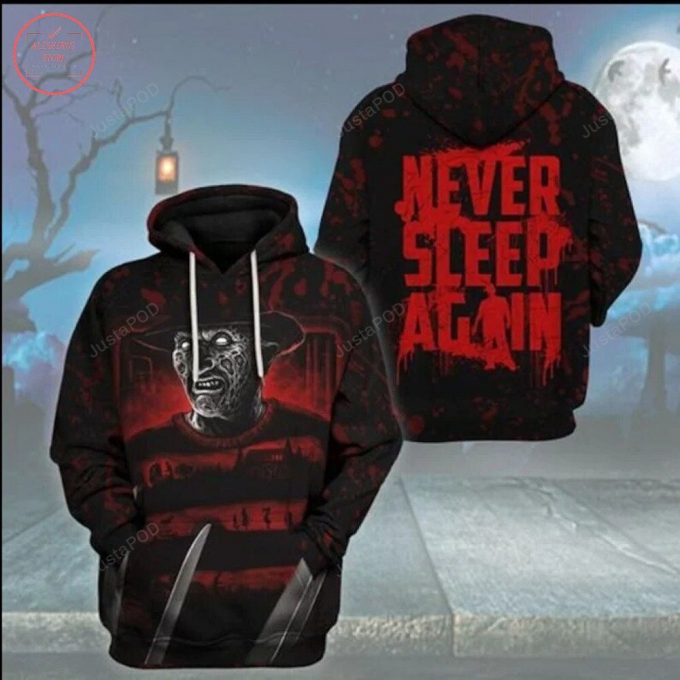 Freddy Krueger Never Sleep Again Halloween 3D All Over Printed Hoodie, Zip- Up Hoodie