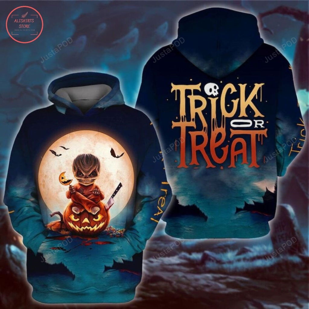 Halloween Horror Trick Or Treat 3D All Over Printed Hoodie, Zip- Up Hoodie