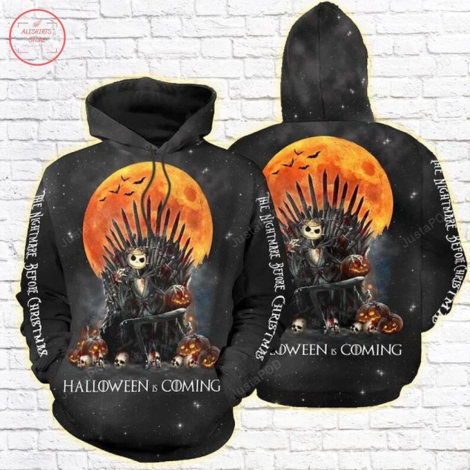 Scary Jack Skellington Halloween Is Coming 3D All Over Printed Hoodie, Zip- Up Hoodie