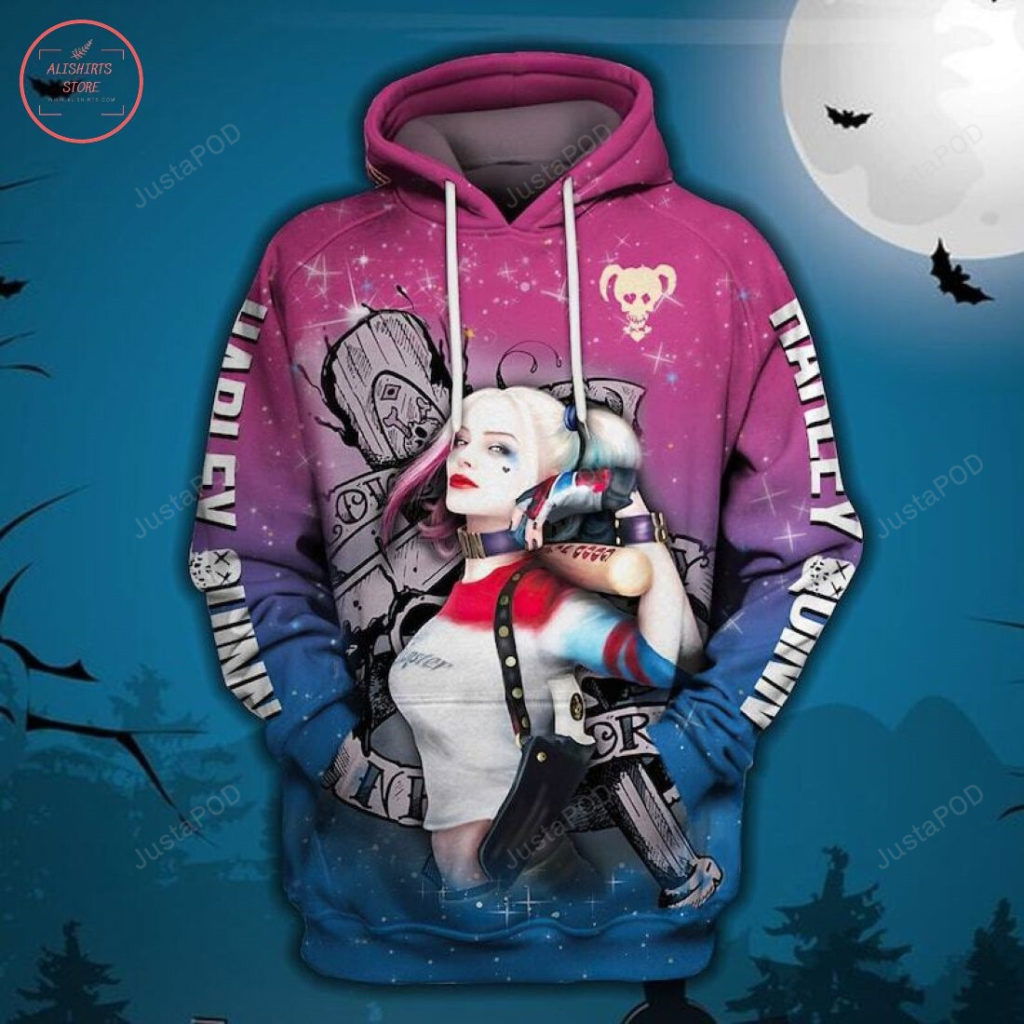 Harley Quinn Halloween Cosplay 3D All Over Printed Hoodie, Zip- Up Hoodie