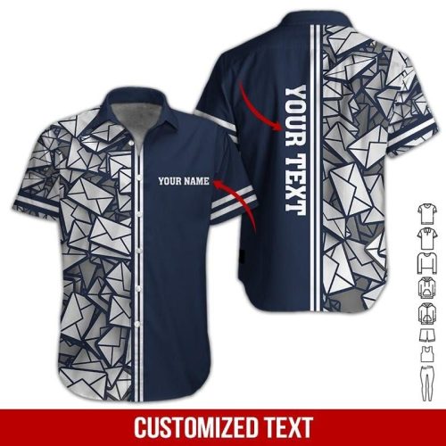 Custom name  Postal Worker mail pattern Hawaii Shirts