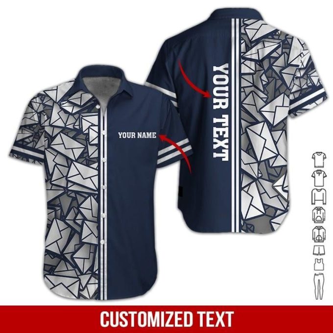 Custom name  Postal Worker mail pattern Hawaii Shirts