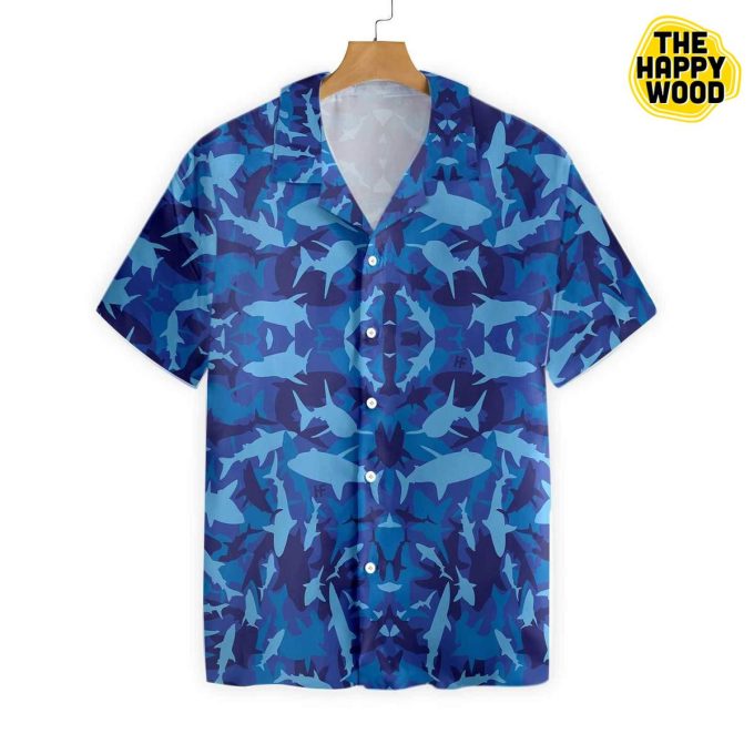 Shark Blue Camo Pattern Hawaiian Shirt Ver 322