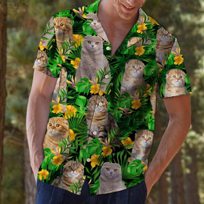 Scottish Fold Tropical Wild Flowers Hawaiian Shirt Ver 364