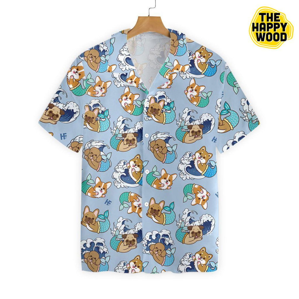 Dog Mermaid And Wave Seamless Hawaiian Shirt Ver 255