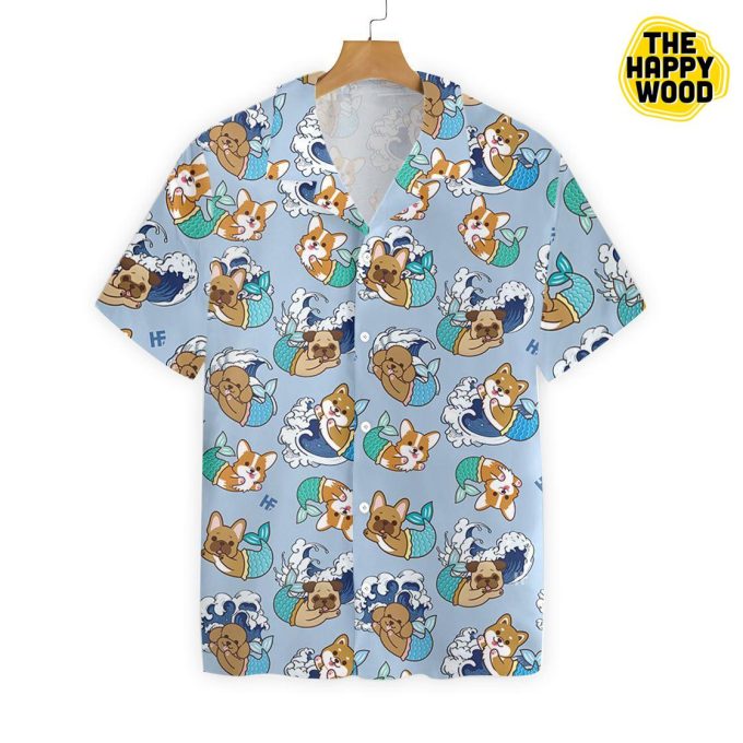 Dog Mermaid And Wave Seamless Hawaiian Shirt Ver 255