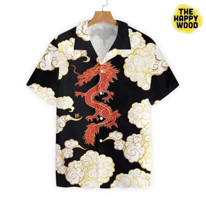 Cool Chinese Dragon Black Red Cloud Hawaiian Shirt Ver 228