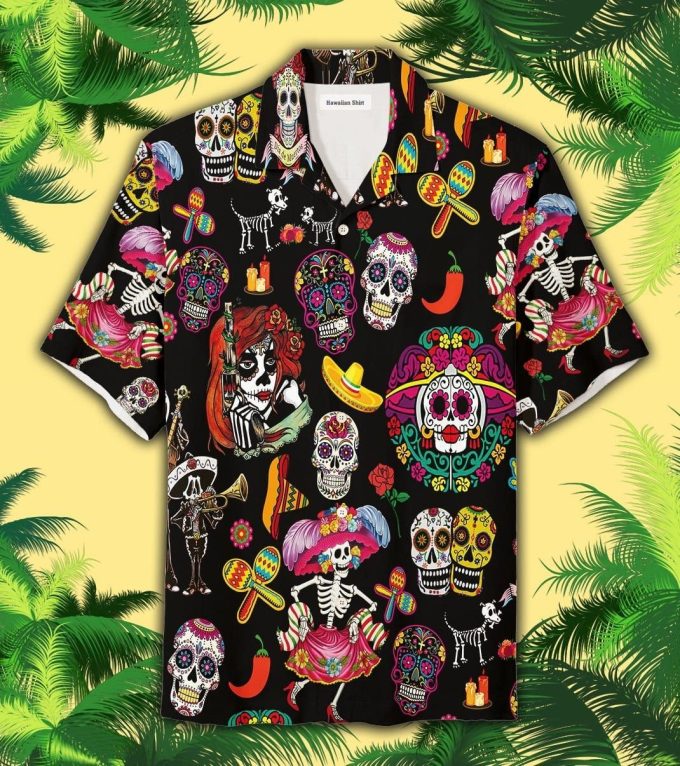 Sugar Skull Calavera Guns And Roses Unisex Hawaiian Shirt Ver 350
