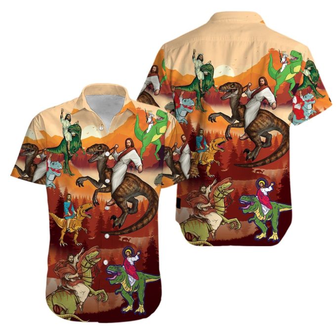 Jesus Rides A Dinosaur #1103KvHawaiian Shirt Ver 86