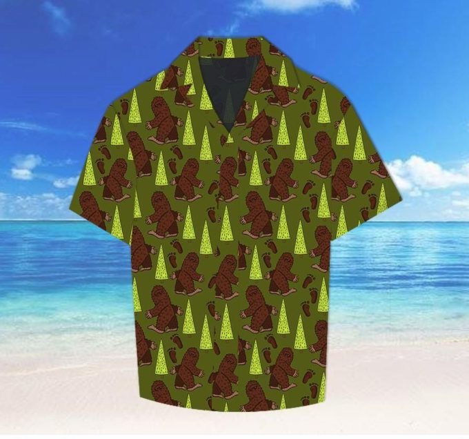 Cute Bigfoot Cartoon Walking In The Jungle #1408HHawaiian Shirt Ver 10