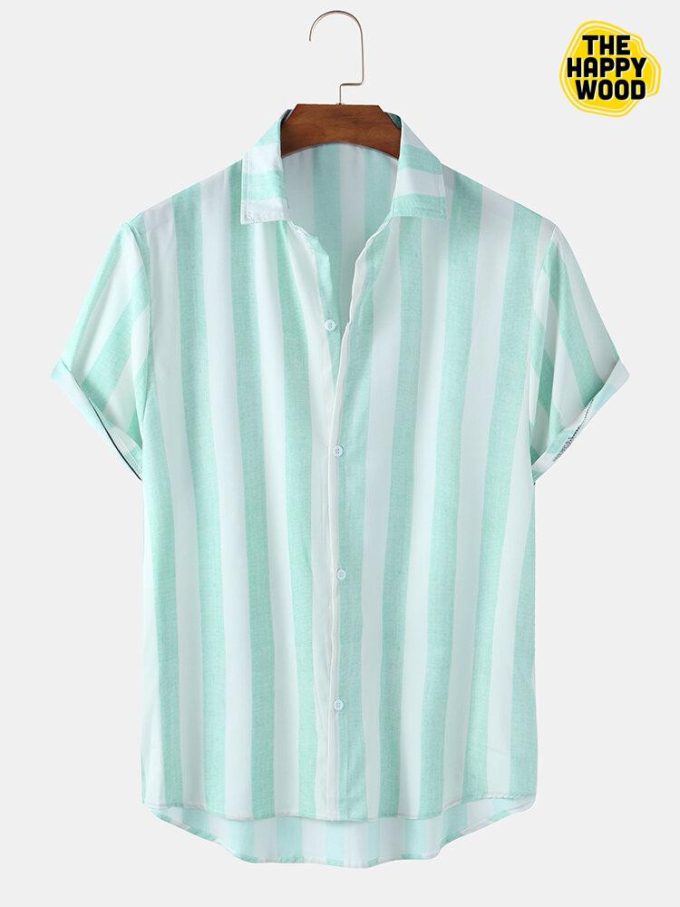 Basic Striped Printed Hawaiian Shirt Ver 263