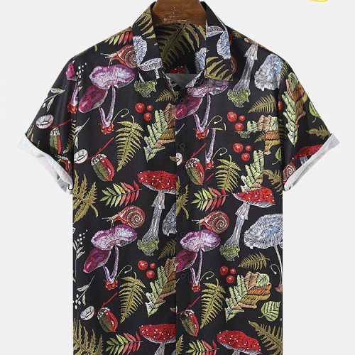 Multi Mushroom Print Hawaiian Shirt Ver 366