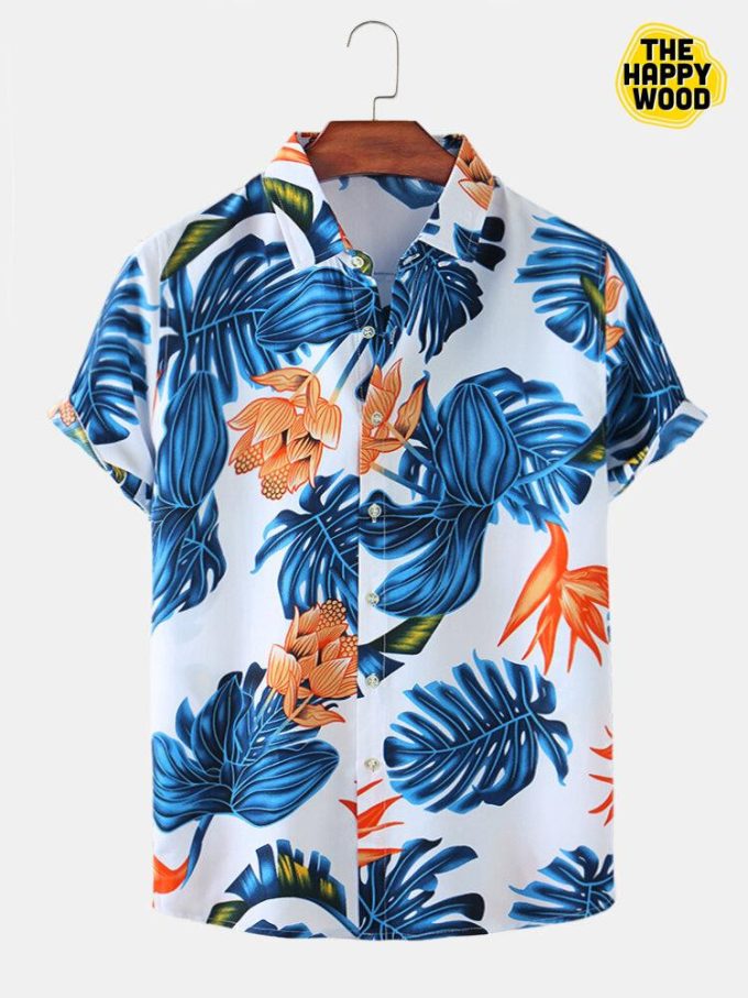 Ethnic Floral & Leaf Print Hawaiian Shirt Ver 447