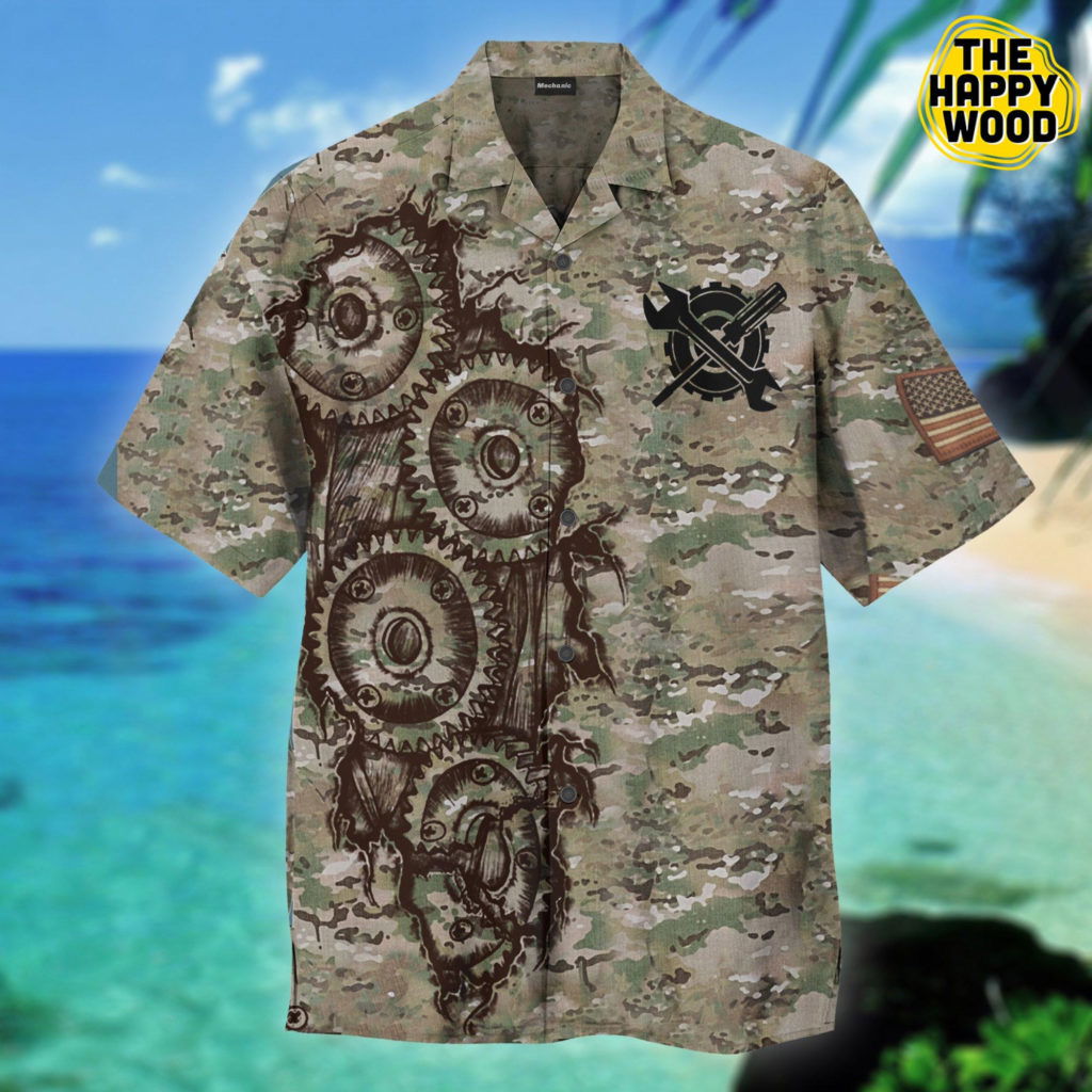 Mechanic Us Army Camo 3D Hawaiian Shirt Ver 162