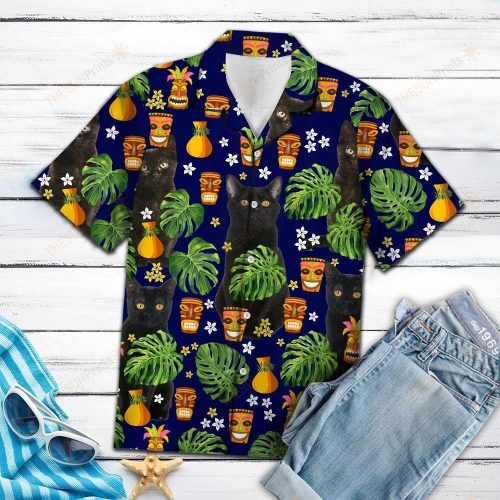 Black Cat Native Tropical Hawaiian Shirt Ver 293