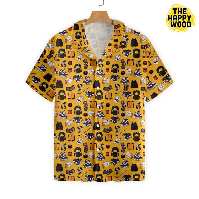 Yellow Ice Hockey Gear Hawaiian Shirt Ver 469