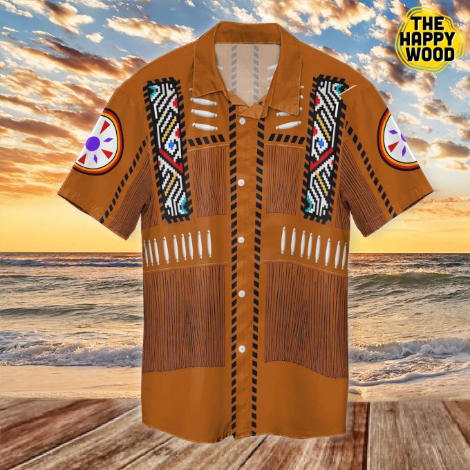 Native American Dark Orange Hawaiian Shirt Ver 201