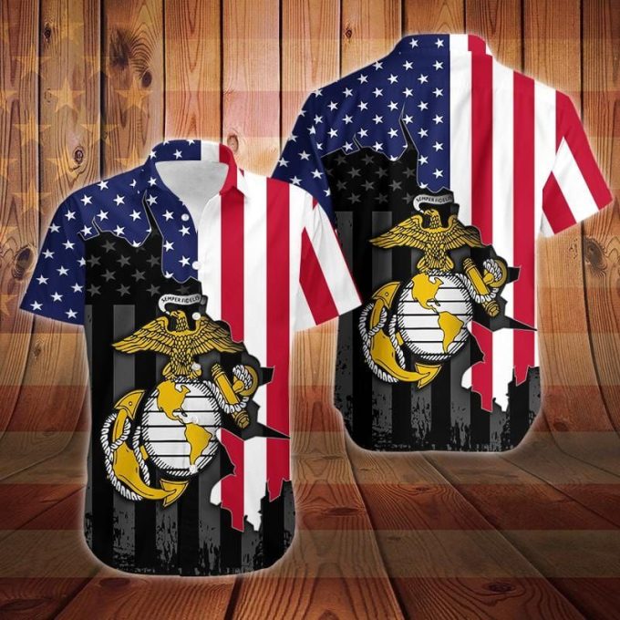 U.S Marine Flag #402DhHawaiian Shirt Ver 256