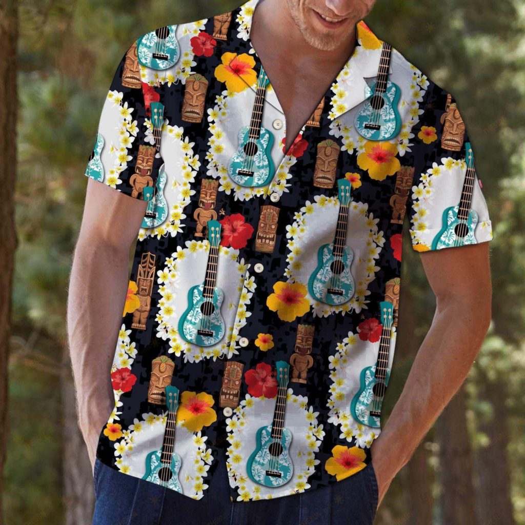 Ukulele Tiki Pattern Hawaiian Shirt Ver 481