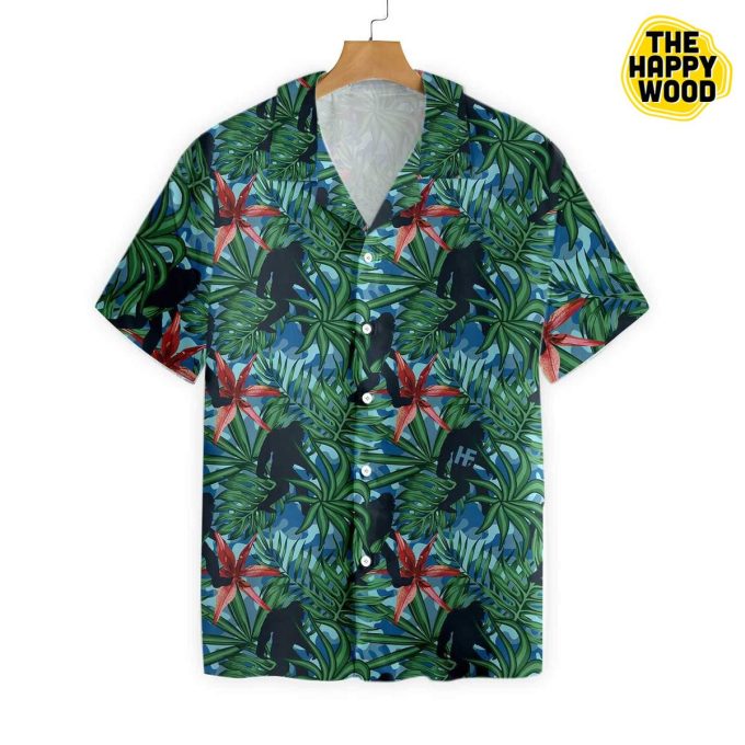 Silhouette Bigfoot Walking Hawaiian Shirt Ver 14