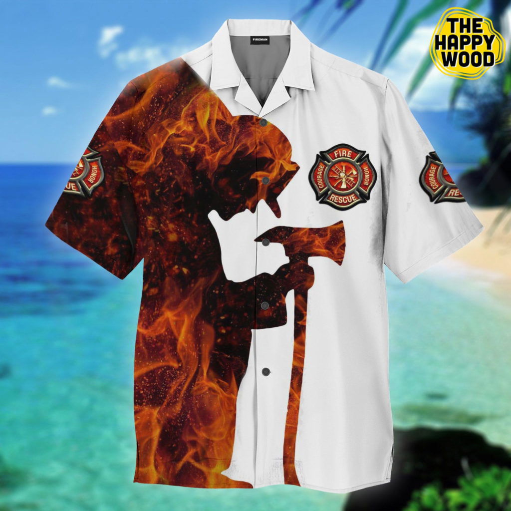 Firefighter On Fire 3D Hawaiian Shirt Ver 242