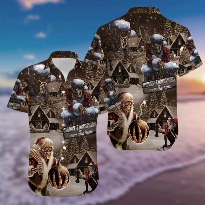 Skull Santa Claus Merry Christmas And Happy New Year Hawaiian Shirt Ver 35