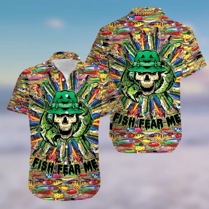 Fishing Skull Fish Fear Me #904KvHawaiian Shirt Ver 264