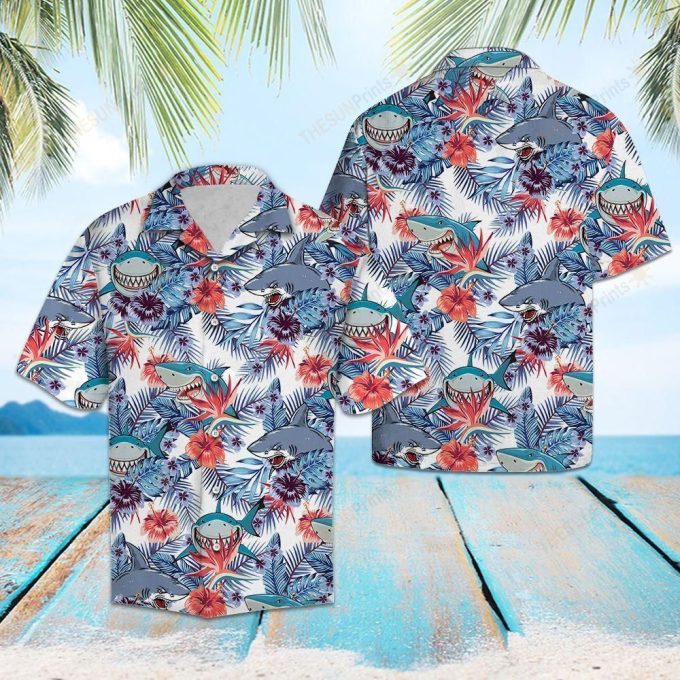 Shark Hibiscus Flower Hawaiian Shirt Ver 279