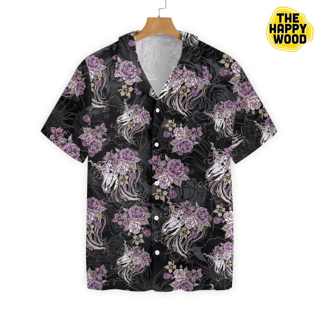 Unicorn Skull Flowers Hawaiian Shirt Ver 424